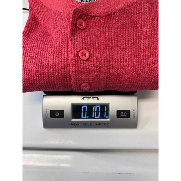 Essential by Seven Apparel Mens Long Sleeve Waffle Knit Thermal Henley, Red - Picture 10 of 10